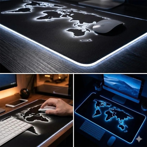 Коврик мыши HP227 с подсветкой карта мира, игровой коврик для компьютера большой