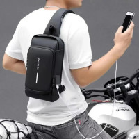 Мужская сумка через плечо XL-1515 слинг городская большая USB зарядка кодовый замок Oxford