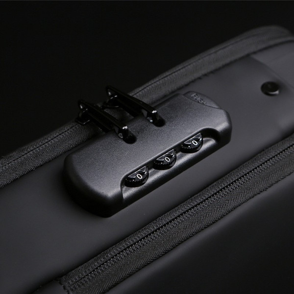 Мужская нагрудная сумка XL-1514 через плечо компактная с USB зарядкой кодовый замок Oxford влагостойкая 24 × 14 × 1