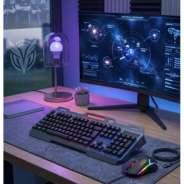 Игровой комплект T750 клавиатура мышь USB RGB подсветка для ПК черный