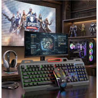 Игровой комплект T750 клавиатура мышь USB RGB подсветка для ПК черный