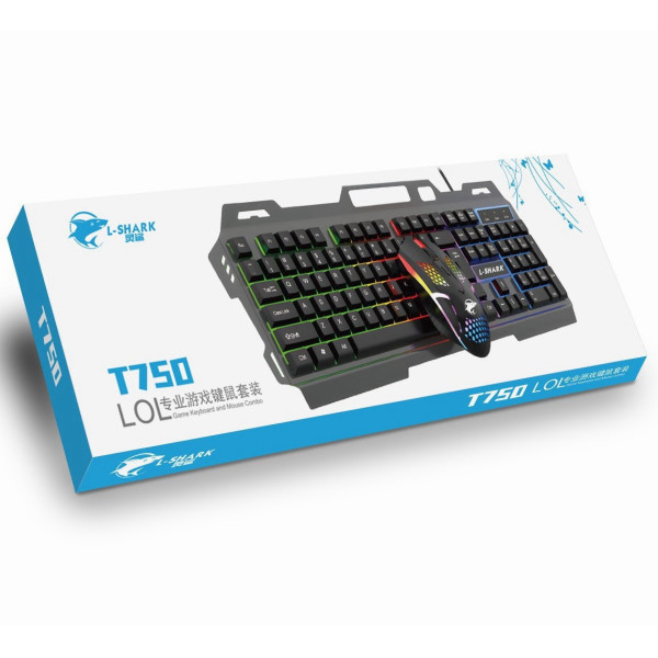 Игровой комплект T750 клавиатура мышь USB RGB подсветка для ПК черный