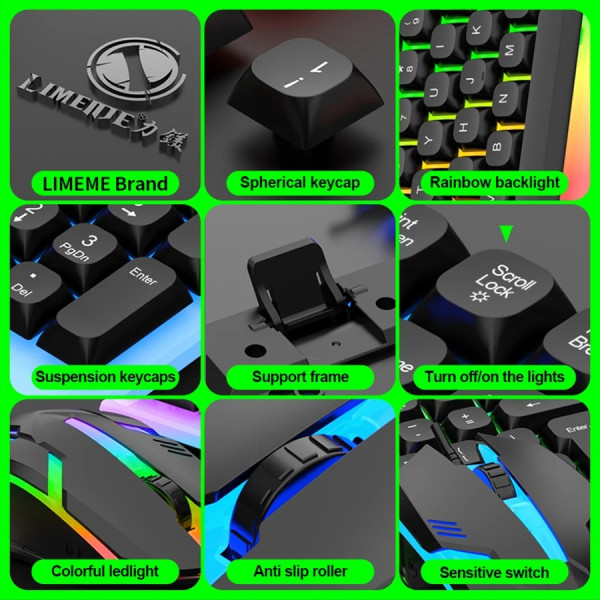 Игровой комплект GTX350 USB RGB клавиатура мышь для ПК ноутбука черный