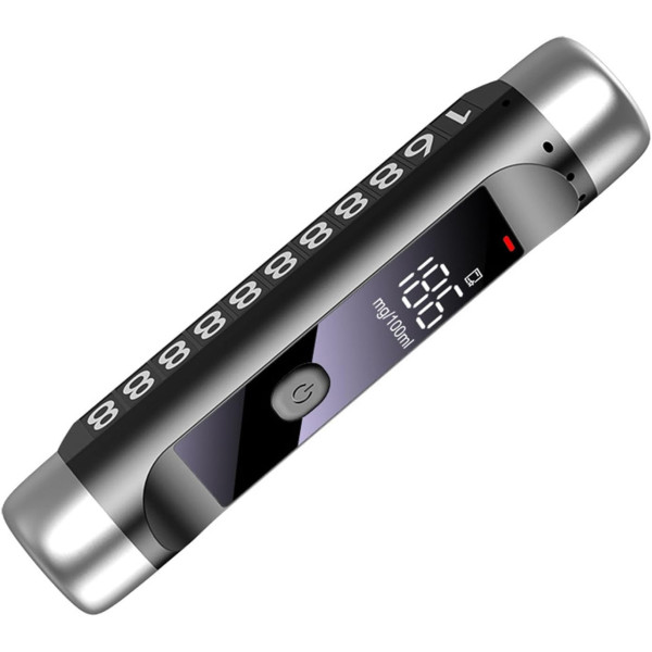 Алкотестер цифровой 3 в 1 LED USB Type-C парковка аварийный молоток номер телефона черный