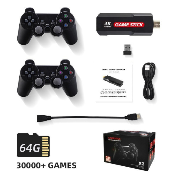 Игровая консоль X2 64GB ретро 30000 игр 4K HDMI два джойстика беспроводные для ТВ и домашнего гейминга и развлечений