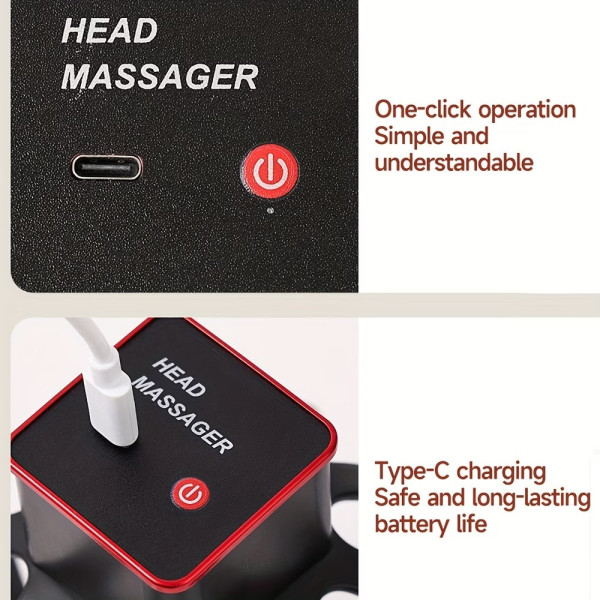 Массажер Осьминог для головы вибрационный аккумуляторный 3 режима USB Type-C для кожи головы релаксации и восстановления