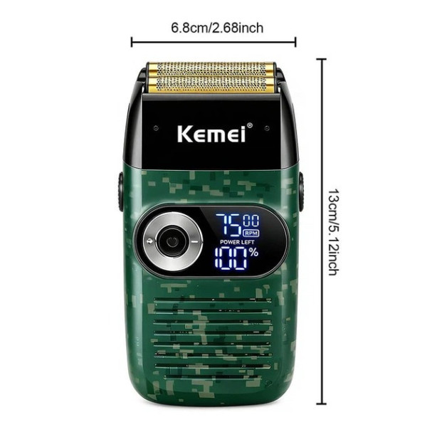 Электробритва для мужчин аккумуляторная двойная сетка LED дисплей IPX5 Kemei KM-2027