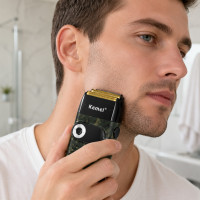 Электробритва для мужчин аккумуляторная двойная сетка LED дисплей IPX5 Kemei KM-2027