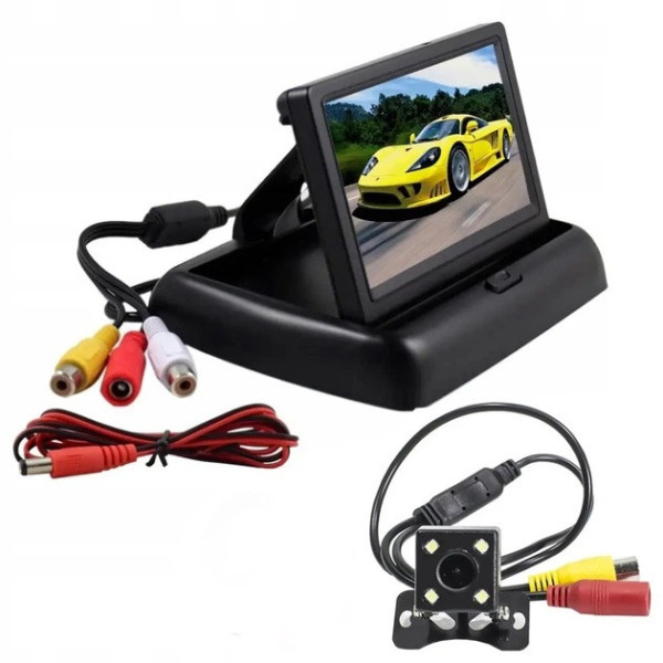 Монитор автомобильный для камеры заднего вида A-101 TFT LCD экран 4.3 дюйма HD с LED подсветкой складной