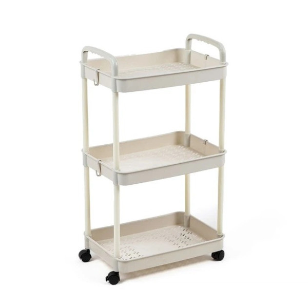 Пластиковая этажерка Kitchen Storage Rack на колесах 3 яруса для хранения в кухне ванной и офисе 41×25×72 см
