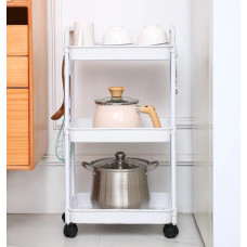 Пластиковая этажерка Kitchen Storage Rack на колесах 3 яруса для хранения в кухне ванной и офисе 41×25×72 см