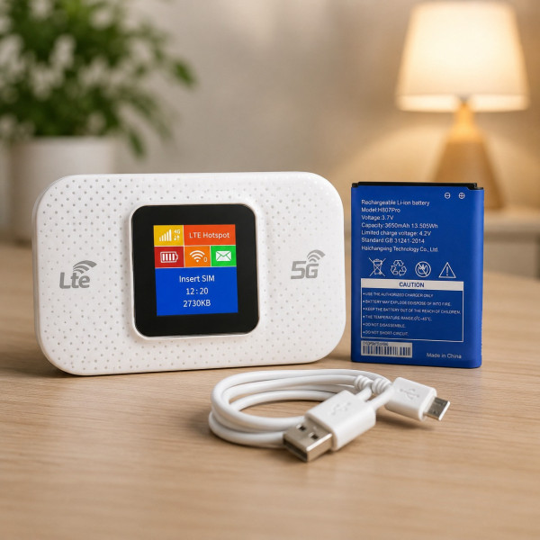 Портативный модем 4G/5G Wi-Fi с экраном аккумулятором 3000 мАч SIM-карта подключение до 10 устройств