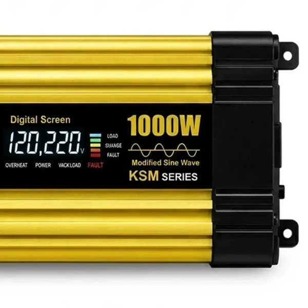 Инвертор напряжения KSM 1000W 12V LCD + 2 USB преобразователь 12В 220В автомобильный с экраном
