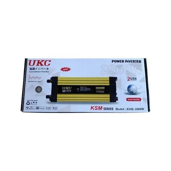 Инвертор напряжения KSM 2000W 12V LCD + 2 USB преобразователь 12В 220В автомобильный с экраном