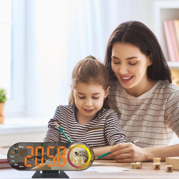 Цветной цифровой LED будильник с USB питанием RGB подсветкой и проектором времени для спальни