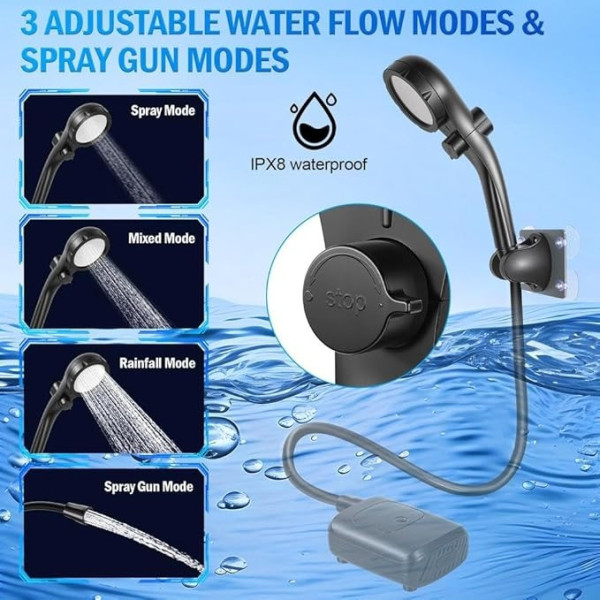 Душ портативный Electric Outdoor Shower с аккумулятором 2400 mAh LED дисплеем температуры USB зарядкой