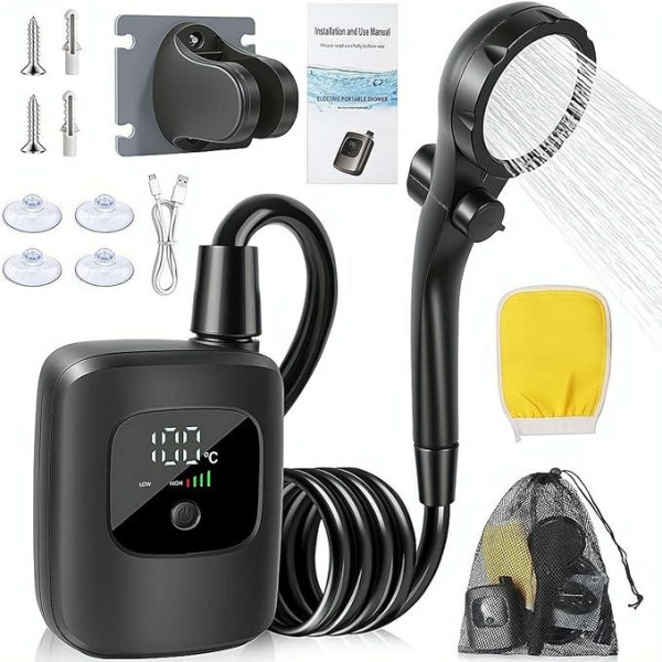Душ портативный Electric Outdoor Shower с аккумулятором 2400 mAh LED дисплеем температуры USB зарядкой