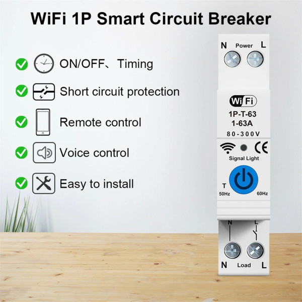 Wi-Fi автомат DL-506 63A умный выключатель защиты с измерением энергии Tuya Smart