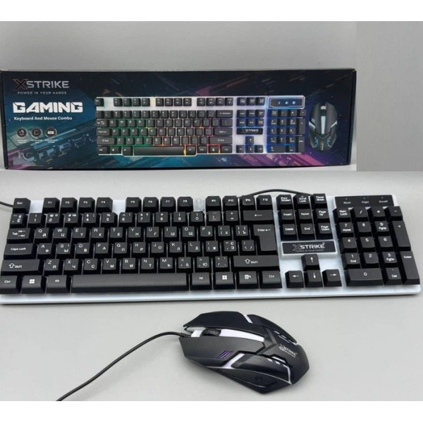 Геймерский набор XSTRIKE X-1014 клавиатура мышь RGB USB проводной 104 клавиши черный