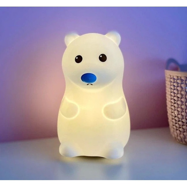 Светильник детский Мишка LED силиконовый сенсорный ночник с USB питанием и двумя режимами света