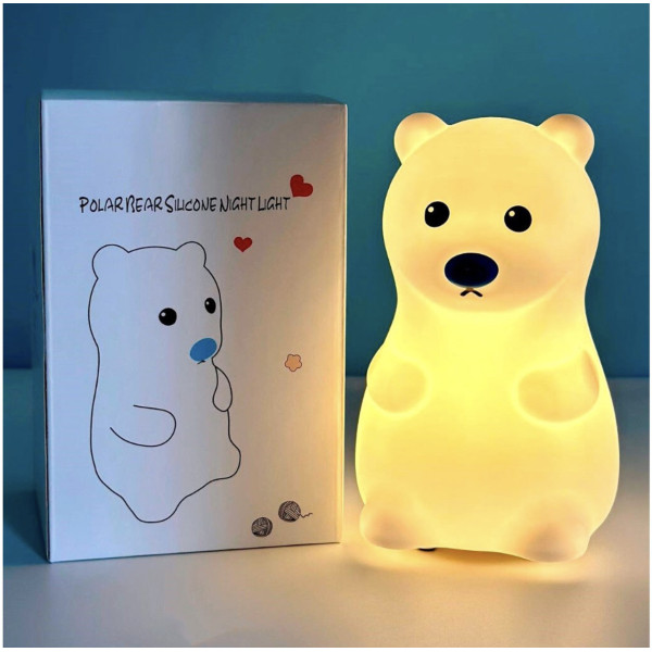 Светильник детский Мишка LED силиконовый сенсорный ночник с USB питанием и двумя режимами света