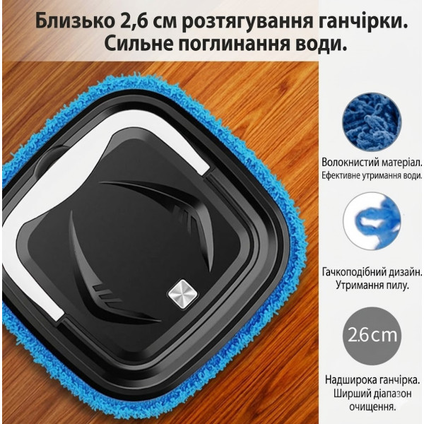 Компактный робот для уборки пола с функцией влажной и сухой очистки аккумулятор 2000 мАч