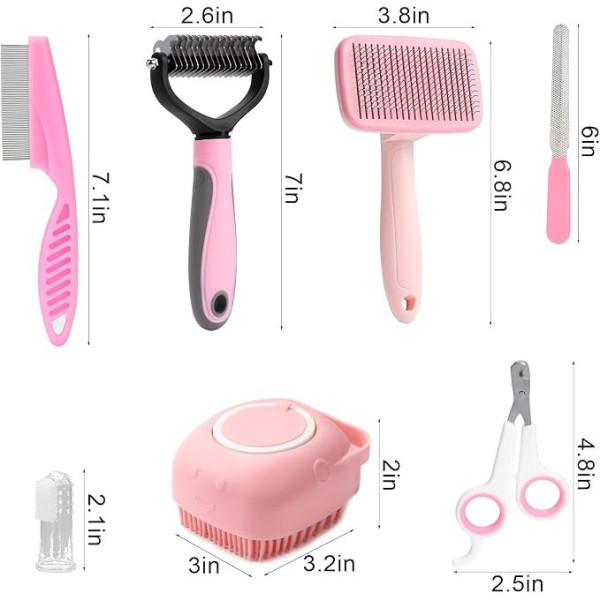 Набор для ухода за собаками и котами Pet Grooming 8 в 1 с расческами щетками и когтерезом