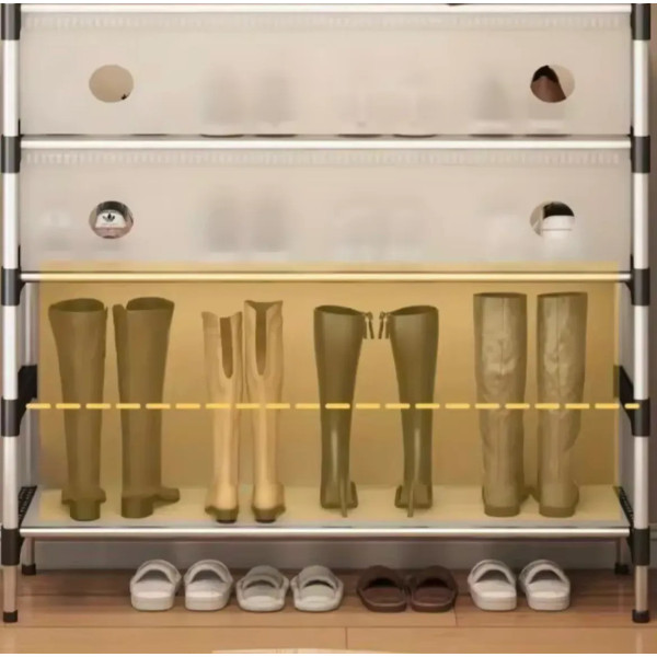 Стойка для одежды AND8042-6 металлическая напольная с полками для обуви в прихожую