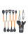 Силиконовый кухонный набор Kitchen Set 12 предметов с деревянными ручками для приготовления пищи