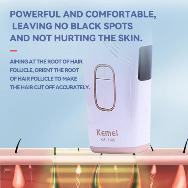Фотоэпилятор Kemei KM-7105 устройство для удаления волос с ледяным охлаждением LED экраном и регулировкой мощности