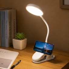 Настольная LED лампа 12588800, USB светильник с прищепкой, подставкой для смартфона и аккумулятором 2500 мАч