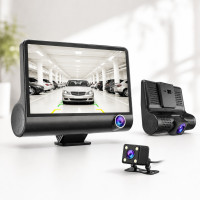 Автомобильный видеорегистратор 319 HDR LCD 4.0 Full HD с 3 камерами, задней камерой и записью салона