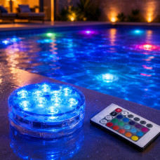 Подводный светодиодный RGB светильник для бассейна IP68 с пультом, декоративная LED лампа 12 цветов для фонтанов и водоемов
