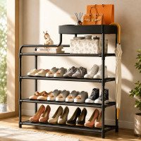 Полка для обуви CLOTHES RACK 113-5 4-х ярусная, стеллаж-органайзер для обуви с ящиком для хранения в прихожей