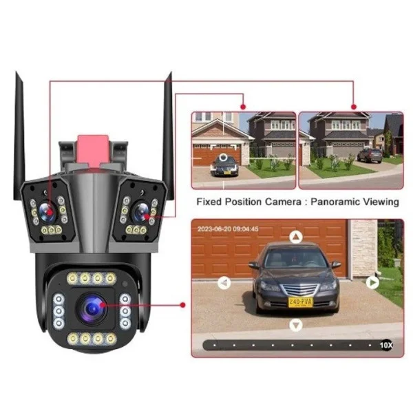 Уличная WiFi IP камера HW-SM1-20S 12 МП 3 независимых объектива PTZ